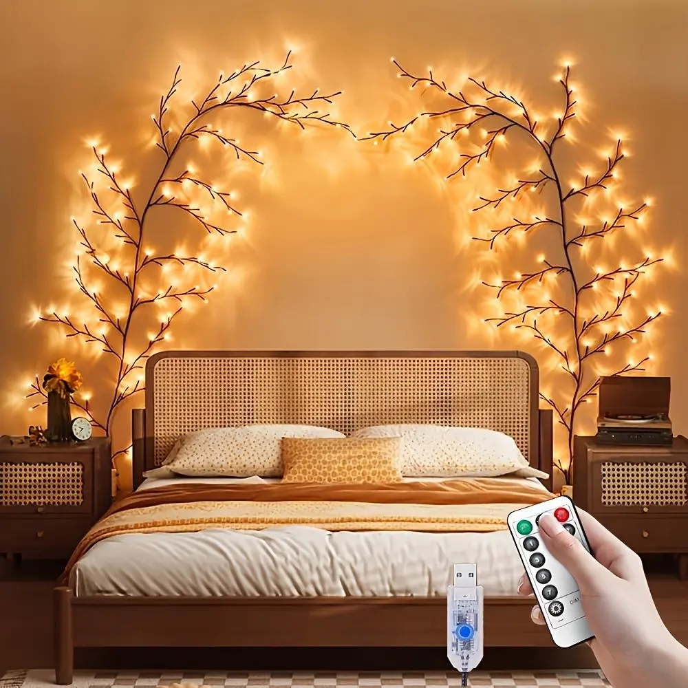 LiHangStar Magic Willow Tree Lights, DIY Bendable Decorative LED Branch Lights for Home Decor 8 Modes and Timer, Remote Control Included (Batteries Not Included) Branch Lights Suitable for Halloween, Christmas, and Holiday Decorations Indoor Use with Time