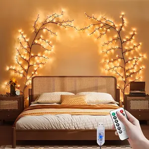 LiHangStar Magic Willow Tree Lights, DIY Bendable Decorative LED Branch Lights for Home Decor 8 Modes and Timer, Remote Control Included (Batteries Not Included) Branch Lights Suitable for Halloween, Christmas, and Holiday Decorations Indoor Use with Time
