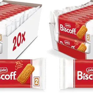 Lotus Biscoff Cookies, Caramelized Biscuit Cookie Snack, Dispenser Box (20 sleeves of 2 extra large cookies) Vegan, 0.9 Ounce (Pack of 40)