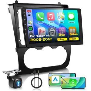 2G+64G Car Radio Stereo for Nissan Altima Teana 2008-2012(Manual A/C) with Wireless CarPlay Android Auto, 9 Inch Touch Screen HiFi Audio GPS Navigation WiFi Bluetooth SWC HD Camera