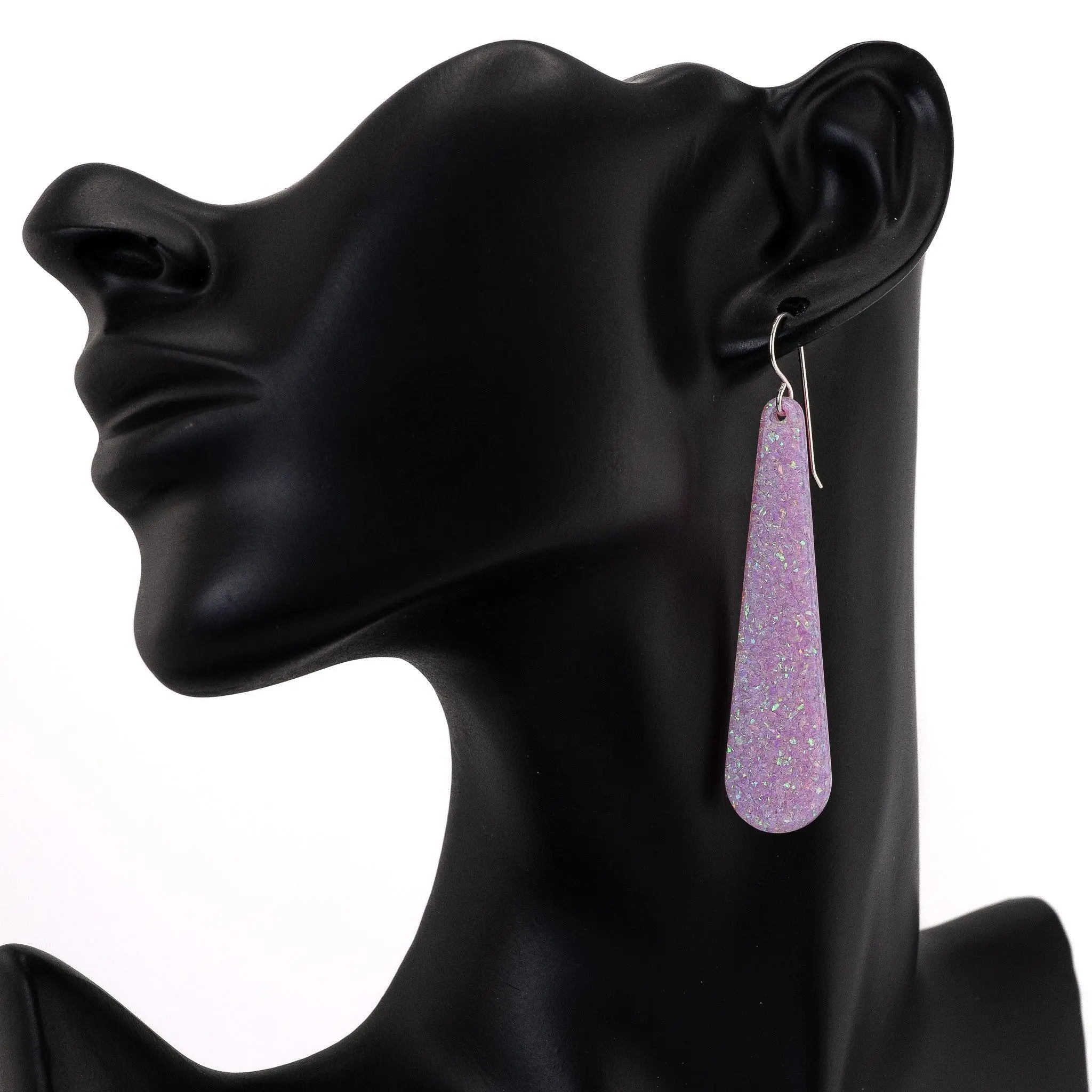 Lavender Pink Opal Teardrop Earring, Long