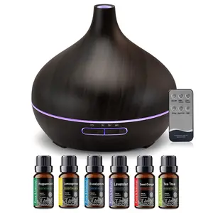 Oil Diffuser, 550ml Aromatherapy Diffuser with 6x10ml Included, 7x2 Colorful LED Night Light, 23dB Quiet BPA-Free Essential Oil Diffusers for Home, 16H Lasting, 4 Timers, Auto Off, Black humidifier air  purifier Lamp Diffuser with Cool Mist