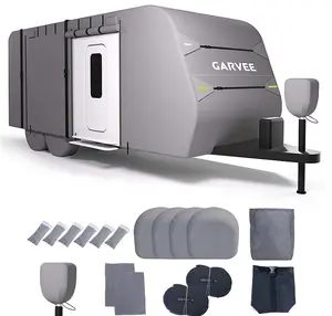 Garvee 7-Layer Heavy-Duty RV Cover for Travel Trailers – Waterproof, Breathable & Anti-UV, Windproof Straps, Tire, Gutter & Tongue Jack Covers – All-Weather Protection for Motorhomes & Campers