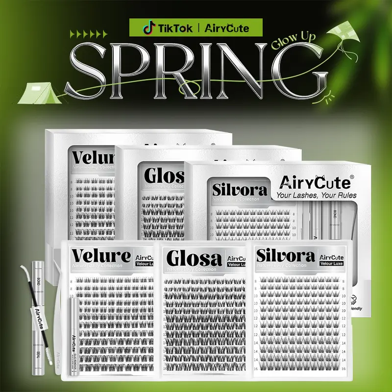 AiryCute Natural Style Collection | Say Goodbye to Clumpy Lashes | Velure, Silvora, Glosa | Natural Daily Style | Beginner-Friendly DIY Lashes | Flawless Trendy Must-Have Clusters