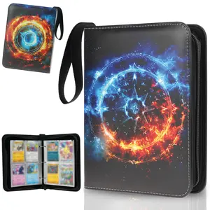 Trading Card Binber, Card Book for MTG, PKM, TCG Cards, Card Album, 3 Ring Loose Leaf Card Binder, 400 Pockets, Fire & Ice