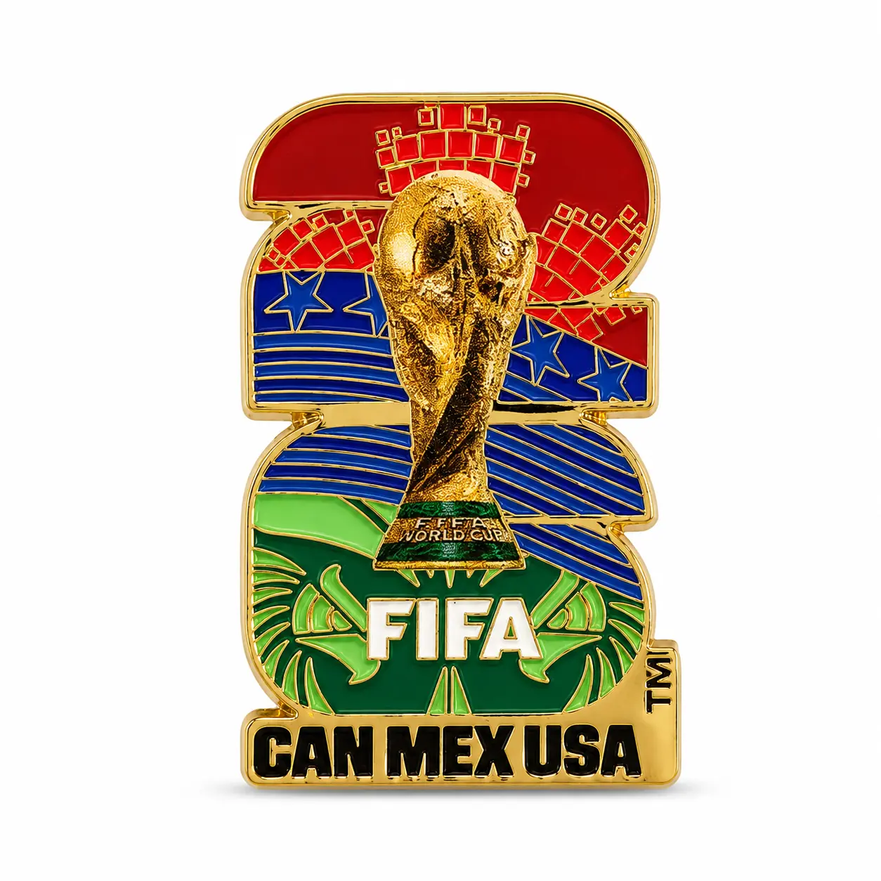 MINISO FIFA World Cup 2026 Emblem Brooch, Host Country Design Collectible Pin for Soccer Fans, Back To School