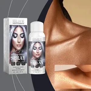 Body Glitter Highlight Spray, Natural Stereo Shimmer Glitter Powder, Long Lasting Brightening Sparkly Cosmetic Glitter for Body Face