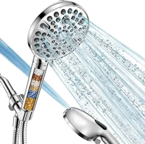 Handheld Shower  with Filter - High  Shower  with 10 Spray Modes, Hard Water Softener Showerhead with Hose, Bracket and Shower Filters to Remove Chlorine and Heavy Metals