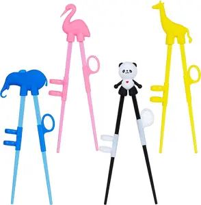 4 pcs kid chopsticks, learning chopsticks helper for kids, training chopsticks with animals for beginners Cutlery Tableware