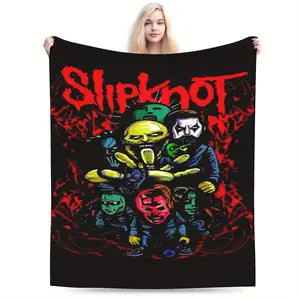 Slipknot Cartoon Printed Flannel Blanket - Soft, Lightweight, All-Season Use, Ideal for Sofa, Bedroom