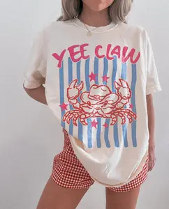 Comfort Colors Yee Claw Cowboy Crab TShirt, Coastal Lobster Cowboy Graphic Tee, Coastal Cowgirl Graphic Tee, Trendy Cute Lobster Tee
