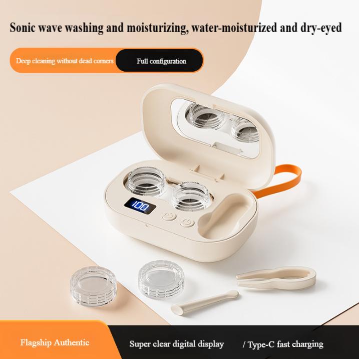 2026 Ultra-High Frequency Rechargeable Contact Lens Cleaner | Automatic Ultrasonic Cleaning Device with Extra-Long Battery Life | Portable Daily Storage Case for Travel Home Use