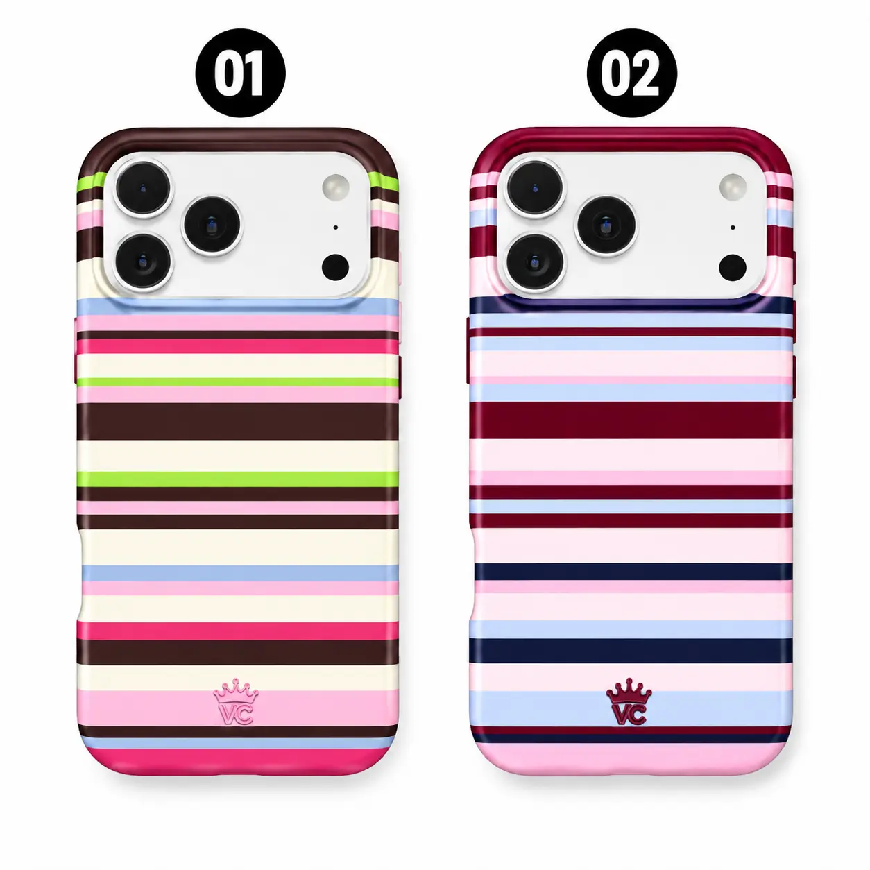 VC Sweet Treat Stripes iPhone Case - Fall Collection Black Leopard Print Phone Cases - Shockproof Protective Casing Protector, Phone Guard for Multi-Model iPhone Including iP 18 - VC Cute Trendy Polka for iPhone 18 Pro Max Case