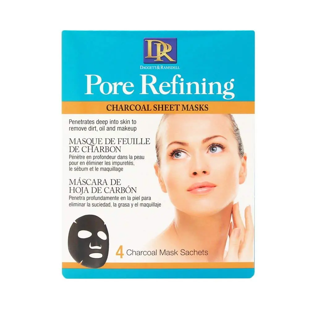 Daggett and Ramsdell Charcoal Pore Refining Face Mask - Calming Detox Sheet Mask with Glycerin, Papaya Peeling for Clearer Skin, Calming Face Masks