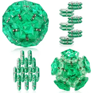 001 ZC Magnetic Fidget Sphere - Pentagons Magnets Balls - 12 Piece Set - Crystal Green - Magnet Fidgets Toy - Creativity Beyond Imagination, Inspirational, Recreational, Desk Toys for Adults