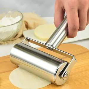 1pc Stainless Steel Two-wheel Quality Roller Quality Non-stick Cooking Machine Macaroni Pizza Cooking Tool Kitchenware Adjustable Rolling Pin