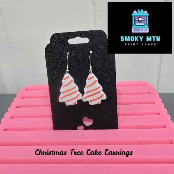 3D Printed- Christmas Tree Cake Earrings