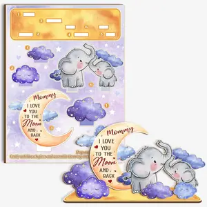New Mom Christmas Gifts, Wooden Elephant Keepsake Gift for New Mom with Seal and Envelope, Elephant Table Decoration Wooden Elephant Table Sign