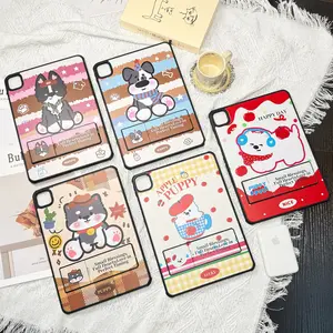 Cute Cartoon Dog Design Apple iPad Case, Fits iPad 10th Gen & Pro Models, Full Coverage Acrylic Hard Shell, Anti-Drop Stand Feature