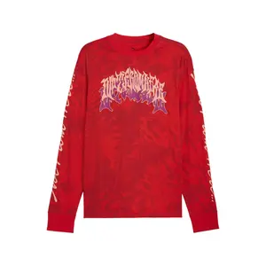 PUMA Mens Lamelo Supernova Graphic Crew Neck Long Sleeve Casual Tops Casual - Red