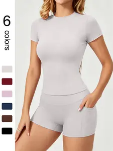 Cream White 2 Piece Workout Set with Side Pockets, High Waist Seamless Design, Comfortable and Flattering for Yoga, Fitness and Everyday Wear, Athleisure Set
