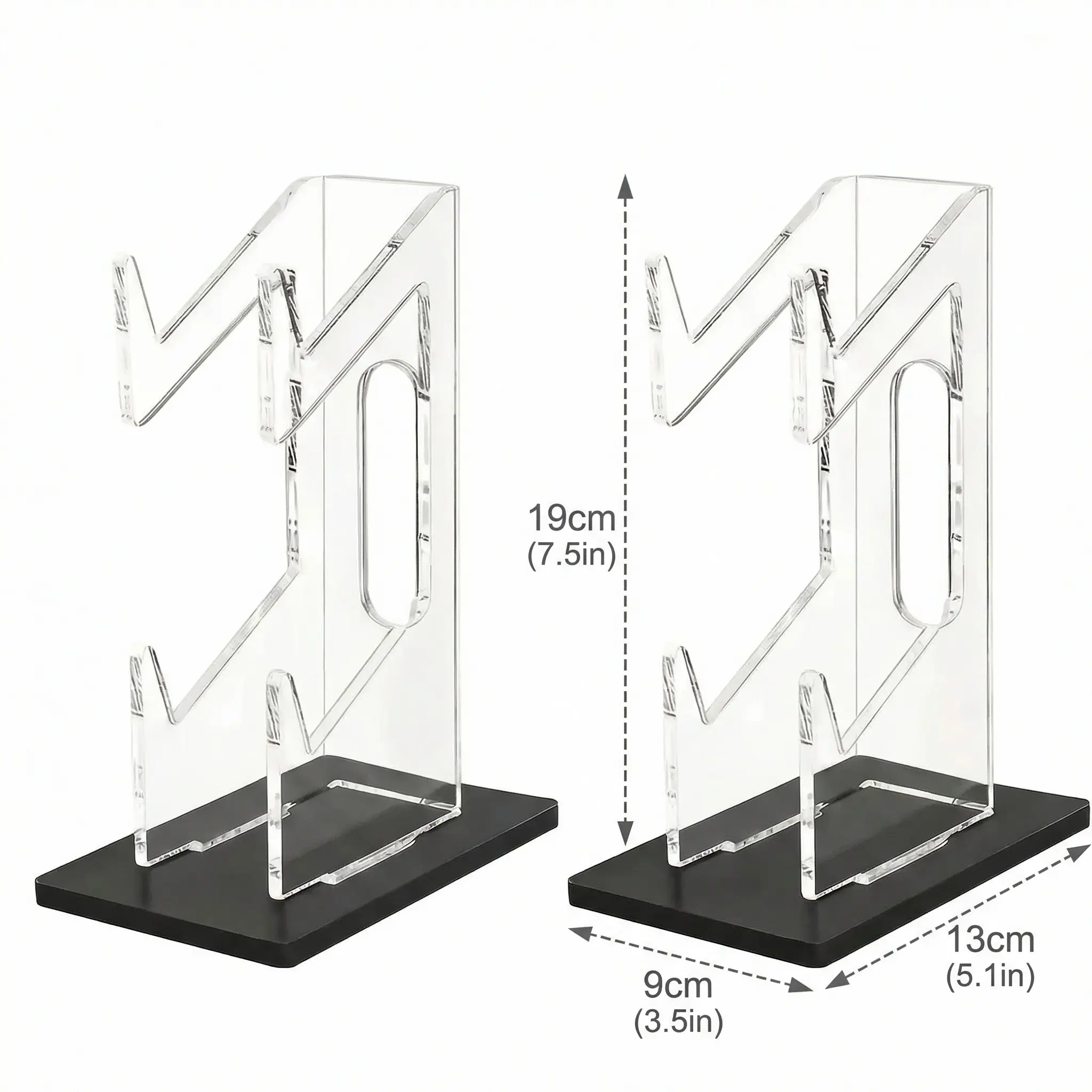 [1/2-Pack] Compact Acrylic Dual Game Controller Stand - Universal Vertical Holder for PS5, Xbox Series X/S, Switch Pro, Wireless Headsets, Cable Protection - Non-Slip Base Desk Organizer for Battlestation