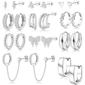 ZELORES 11 Pairs Small Gold Hoop Earring Stacks for Women Trendy 14k Gold Plated Chunky Huggie Earrings Hypoallergenic Stainless Steel Cartilage Earrings Sets for Multiple Piercings Ear Studs