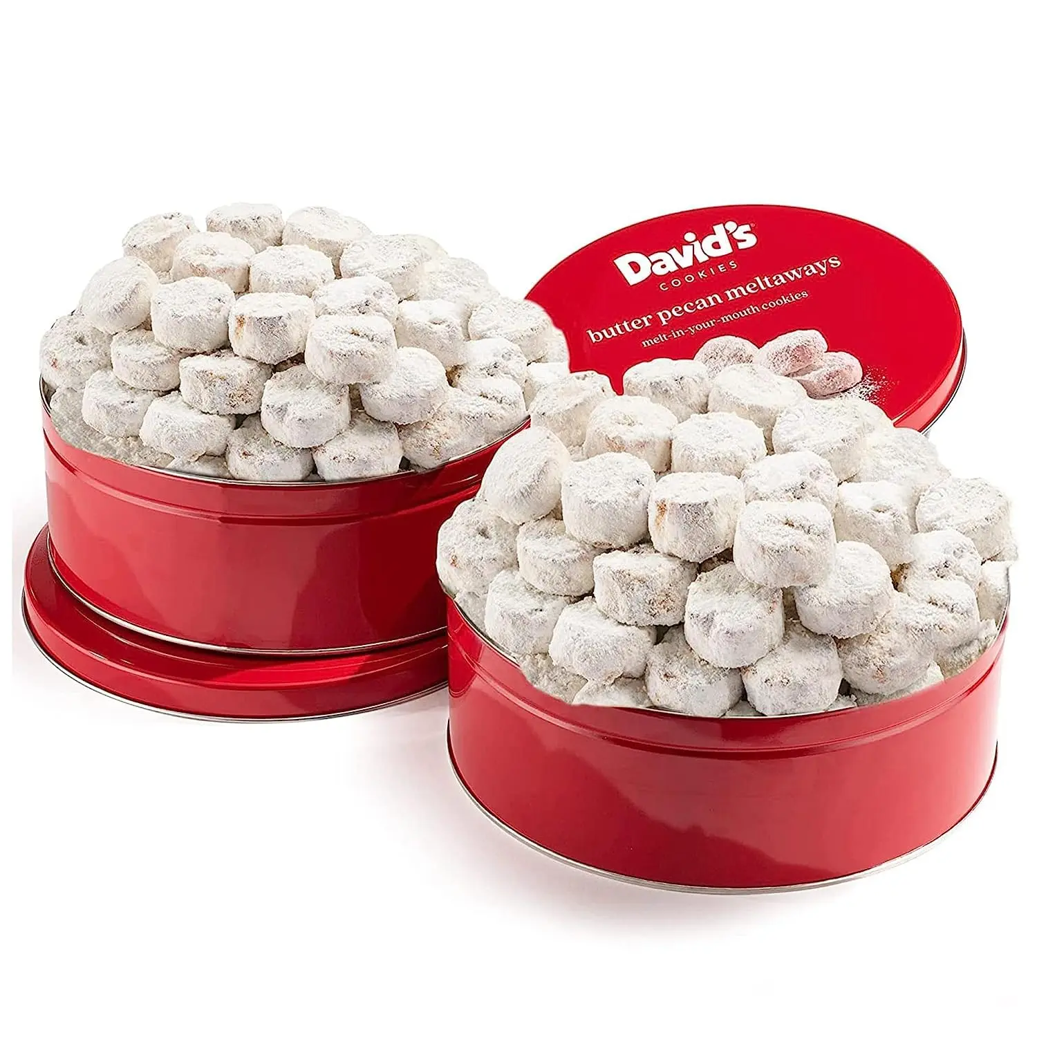 DAVID'S COOKIES Butter Pecan Meltaways 32 oz. Tin (2 Pack - 64 oz. Total)