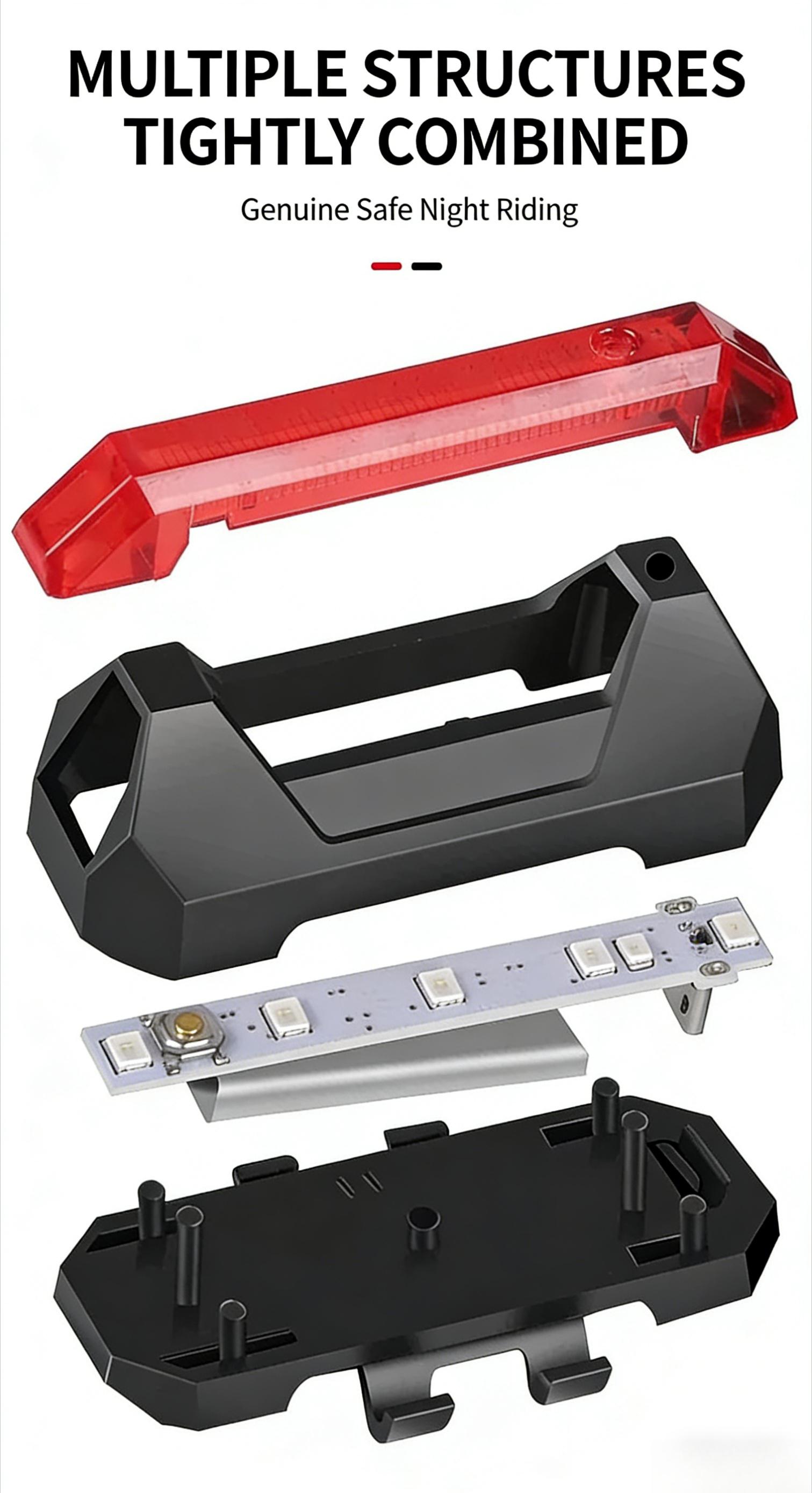 Two LED bicycle taillights, USB charging monochrome (red/color) taillights, easy to install, suitable for mountain bikes and road bikes