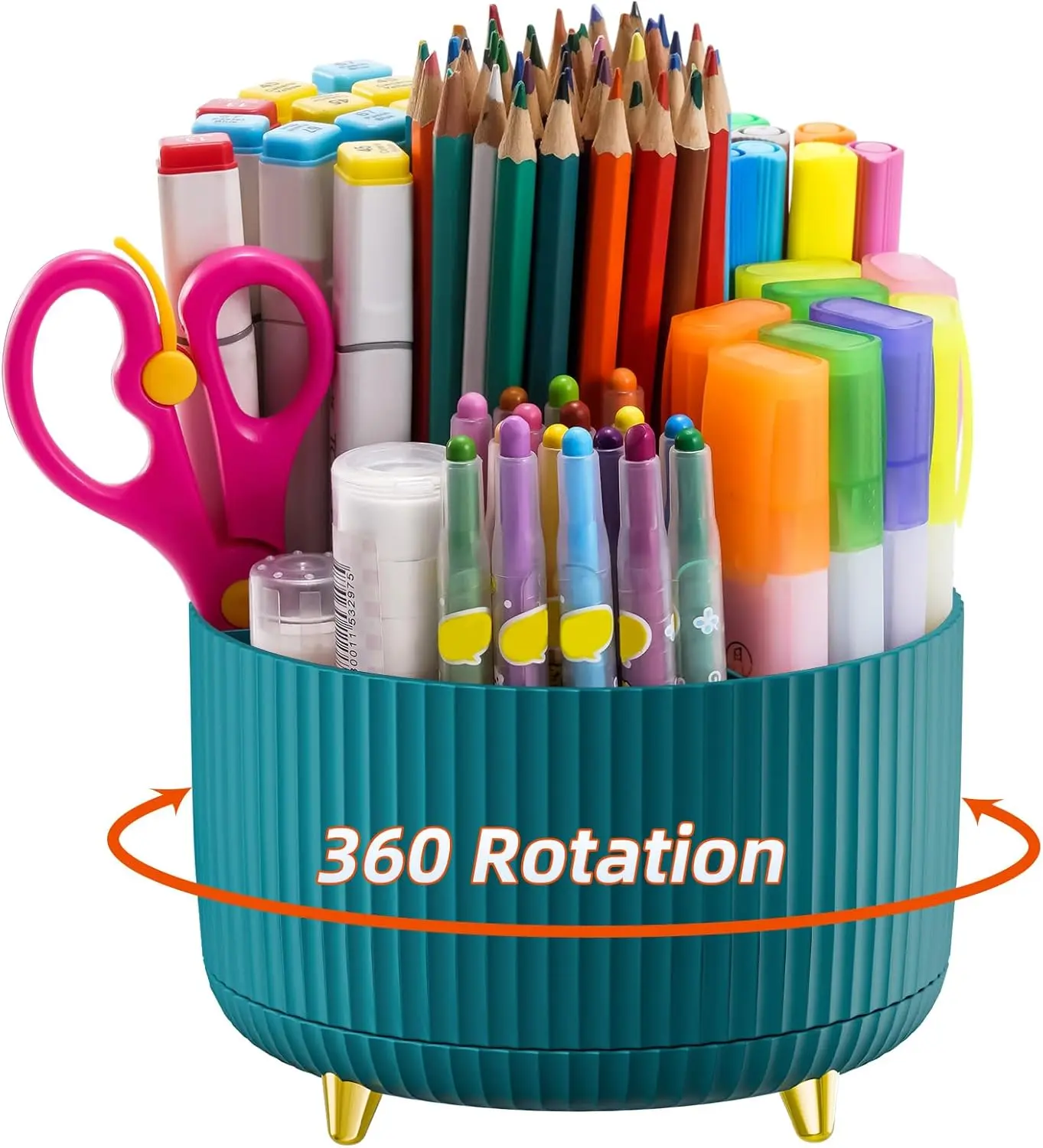 Marbrasse Desk Organizer, 360-Degree Rotating Pen Holder