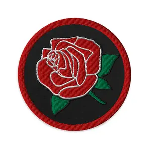Grateful Dead Rose Patch Rosemary Love & Fear Deadhead Fan 3 Inch Diameter Durable Twill Fabric Iron On Sew On Safety Pin Attachment Options