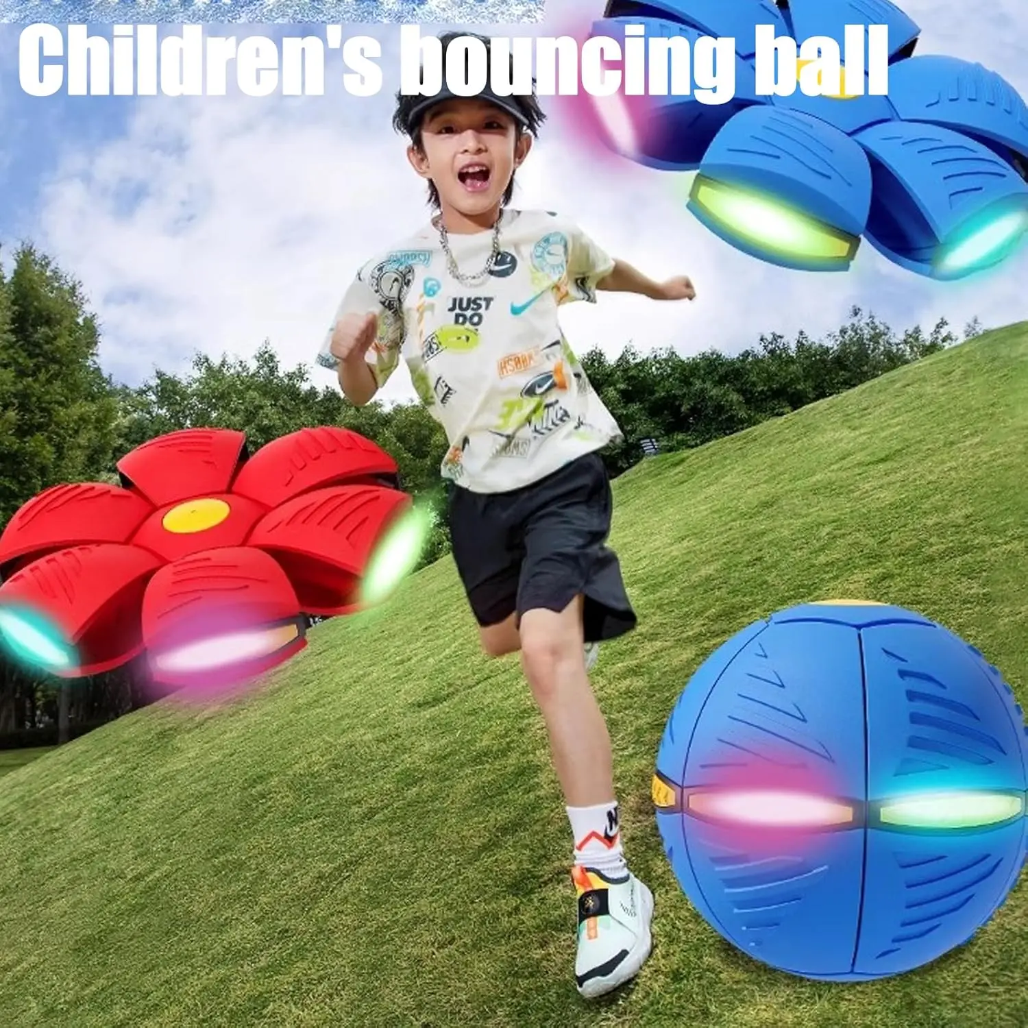 Deformable Fly Disc Ball Toy, Elastic Foot-Push Bounce Ball, Outdoor Sports, Interactive Games, Stress Relief Entertainment, 24cm/9.4inch