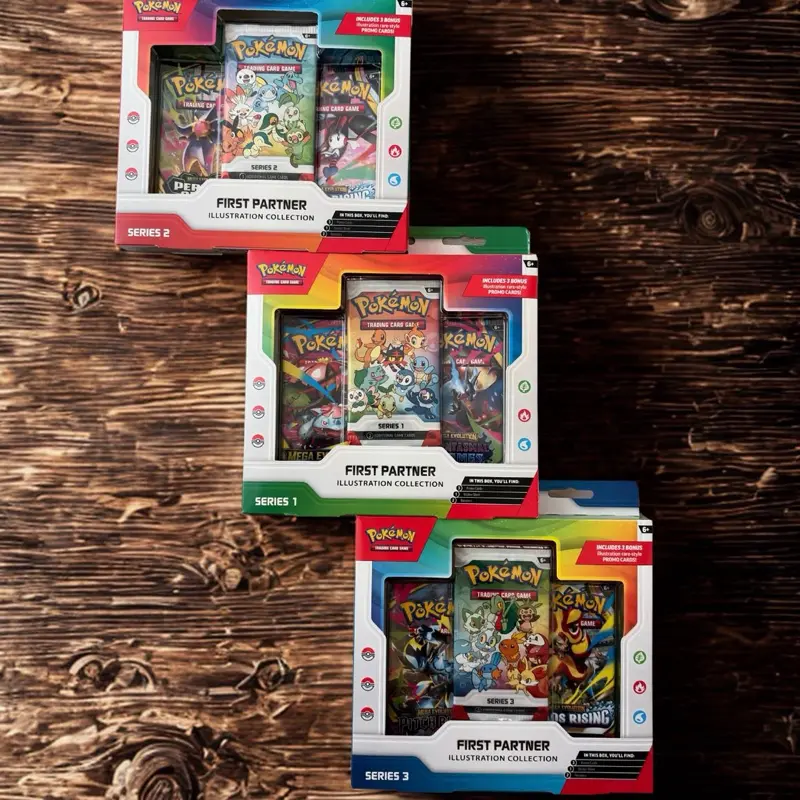 Pokemon TCG: FULL SET OF 3 First Partner Illustration Collection Series 1-3 Sealed in Box - Pokemon pack bundle