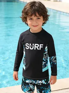 High-Elastic Quick-Dry Kids' Swimsuit Set Long-Sleeve Sunscreen Design Beach Surfing Outfit