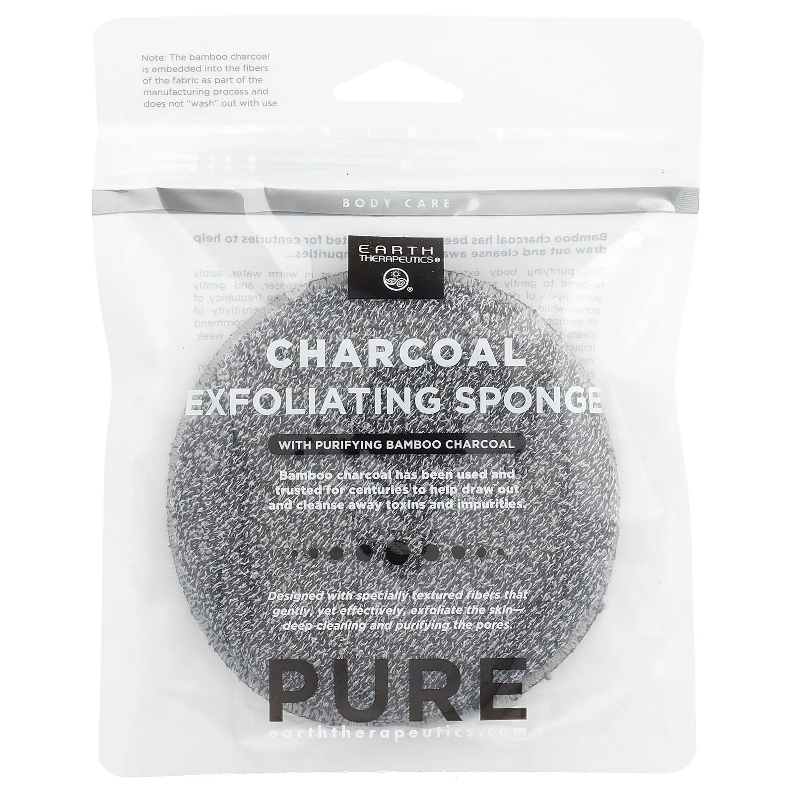 Earth Therapeutics Charcoal Exfoliating Sponge, 1 Sponge