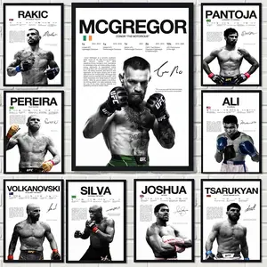 Modern Art Famous Boxing Legends Canvas Poster, Inspirational Khabib Nurmagomedov Fight Mural Print, Large Wall Art for Gym Bedroom Home Office Decor