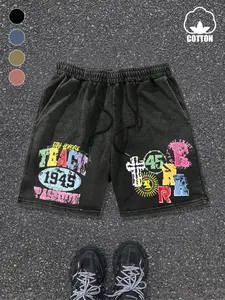Men's Graffiti Graphic Print Shorts, Casual Loose Fit Cotton Shorts, Daily Wear Street Style, Comfortable and Stylish, Breathable, Casual Athleisure Shorts
