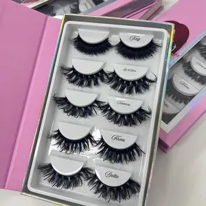 5 PAIR Spikey Wispy Curly Fluffy Eyelashes - Volume and Length, Easy Application, Convenient Storage in Book - Medium to Dramatic Extensions Strip Eyelash