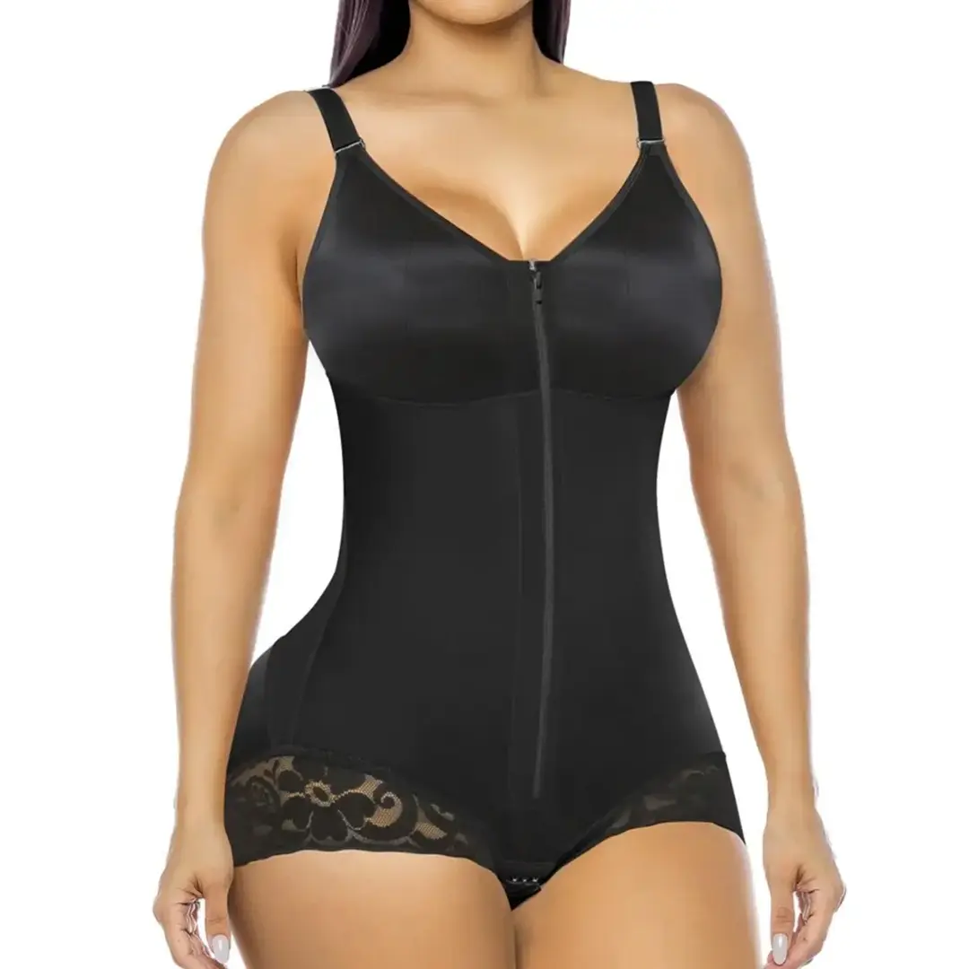 Women's Adjustable Straps High Compression ZipperTummy Control Bodysuit, Body Shapewear, FajaColombiana, Suitable for Various Occasions