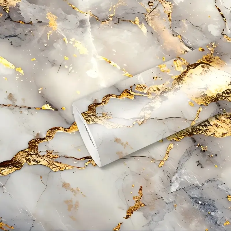 Self-Adhesive Waterproof Marble Effect Wallpaper Roll, Easy Clean & Cut, Decorative Wallpaper, Ideal for Kitchen Bathroom Living Room Dorm Decoration, Marble Pattern Wallpaper
