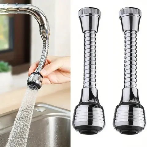 2-Pack 360-Degree Rotating Faucet Extender, Swivel Movable Faucet Extender, Faucet Attachment with Dual Spray Modes (Strong/Fine), Splash-Proof Design, No-Tool Installation, for Bathroom and Kitchen Sinks
