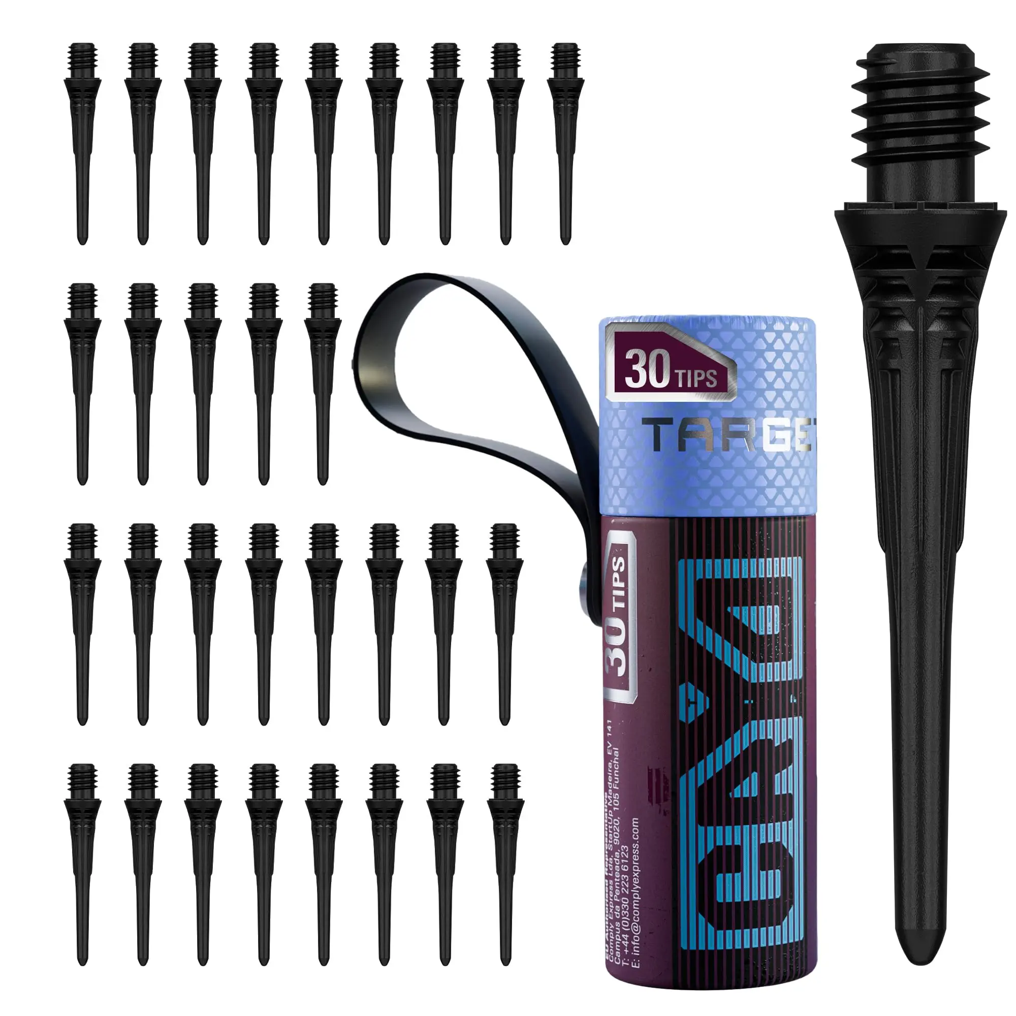 Target Darts Cryo Soft Tip Point Multipack Set of 30 Tips, White/Black | Pack of Tips, Professional Dart Accessories, Plastic Spare Replacement Points, 2BA Thread