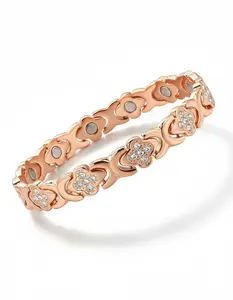 Infinite Clover Jewelry Bracelets for Women Ultra Strength Magnetic Therapy with Neodymium Magnets & Sparkling Cubic Zirconia Adjustable Fit Trendy Bangle