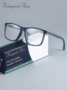 Protagonist Aura Black Square Anti Blue Light Glasses - Block Eye Fatigue And Headache, PC Lightweight Frame for Men Women, Fashion Computer Glasses for Office Gaming