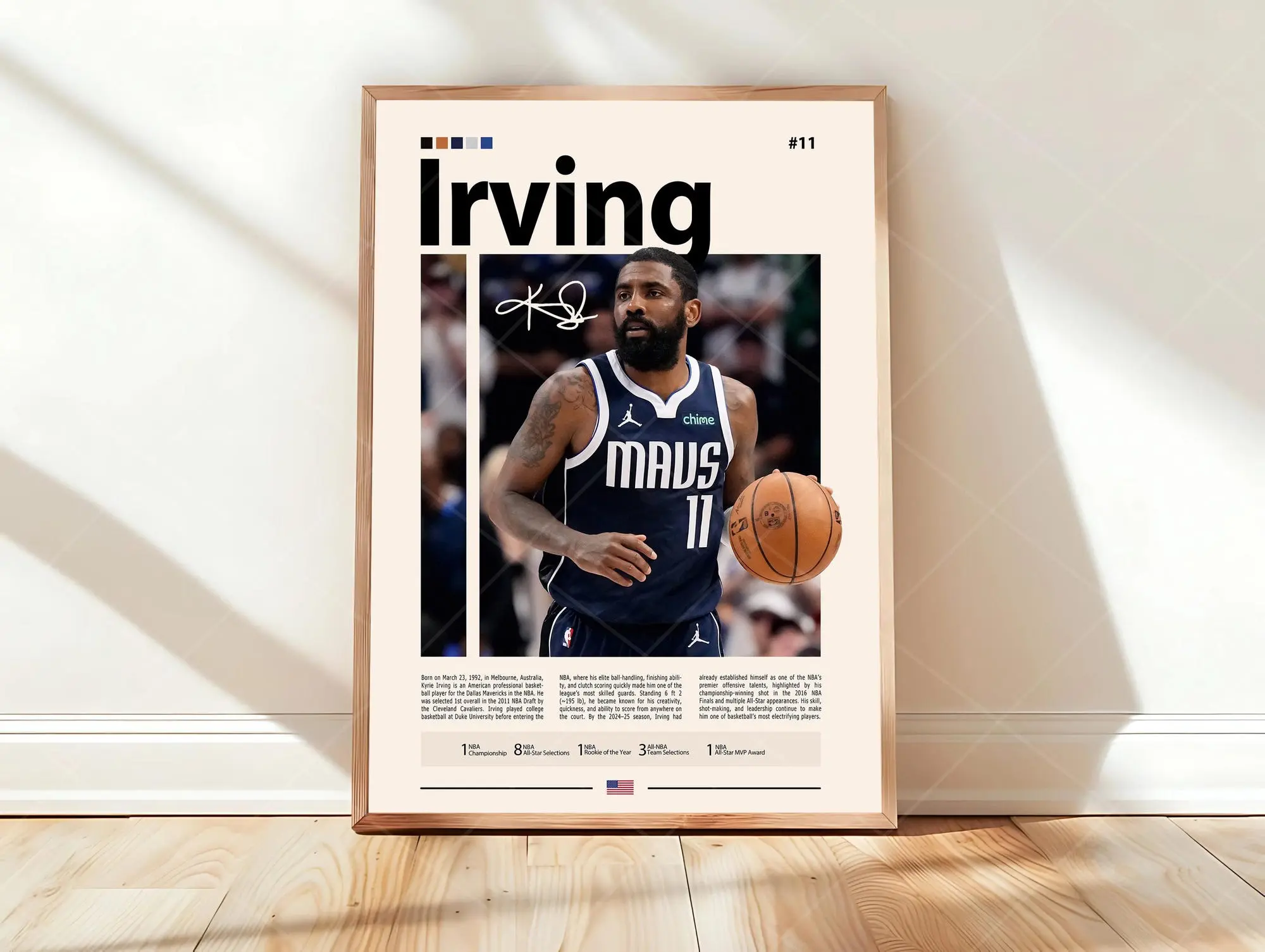 Kyrie Irving Poster, Basketball Player Wall Art, Athlete Print, Sports Decor Modern Art Gift ( Unframed - Print Only )