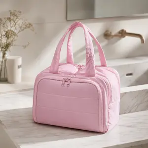 Premium Aesthetic Large Capacity Makeup Bag Travel Cosmetic Organizer | Portable Multifunctional Skincare Storage Pouch with Multi-Compartments | Versatile Stylish Toiletry Bag for Women | Daily Use & Vacation Travel Essentials
