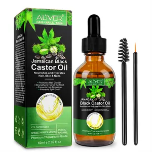 ALIVER Jamaican Black Castor Oil - Pure Organic Cold-Pressed Haircare Oil for Adults, Hydrating Moisturizer, Strengthens Hair, Nourishes Eyebrows (Glass Bottle)