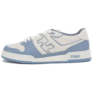 FENDI Match Leather Round-Toe Lace-Up Low-Top Sneakers for Men in Blue Trending Shoes, House White Official Shoes to Get / Maison Mihara Verifiable, with credentials and supporting global authentication