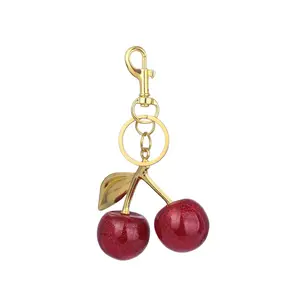 Keychain accessories cherry keychain gold elegant high-end bag pendant accessories