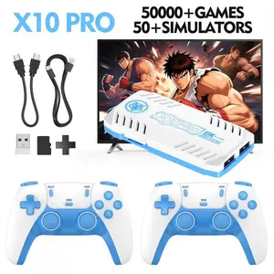 ZMGH X10 PRO Game Console - 50000+ Games Including PSP & PS1 Blockbusters, 2 Wireless Controllers, 128G TF, Party Ready, Blue & White Design, Video Game Machine